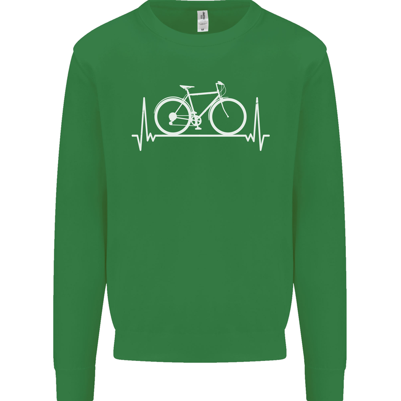 Cycling Heart Beat ECG Bike Bicycle Cyclist Kids Sweatshirt Jumper Irish Green
