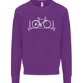 Cycling Heart Beat ECG Bike Bicycle Cyclist Kids Sweatshirt Jumper Purple