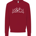Cycling Heart Beat ECG Bike Bicycle Cyclist Kids Sweatshirt Jumper Red