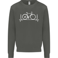 Cycling Heart Beat ECG Bike Bicycle Cyclist Kids Sweatshirt Jumper Storm Grey