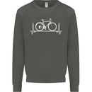 Cycling Heart Beat ECG Bike Bicycle Cyclist Kids Sweatshirt Jumper Storm Grey