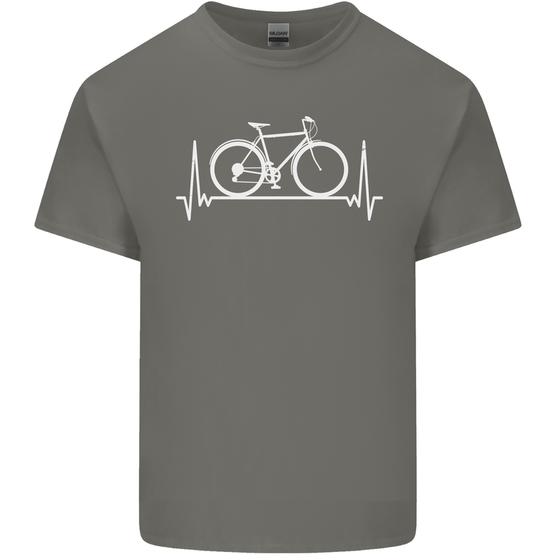 Cycling Heart Beat ECG Bike Bicycle Cyclist Kids T-Shirt Childrens Charcoal