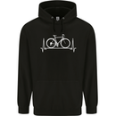 Cycling Heart Beat ECG Bike Bicycle Cyclist Mens 80% Cotton Hoodie Black