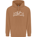 Cycling Heart Beat ECG Bike Bicycle Cyclist Mens 80% Cotton Hoodie Caramel Latte