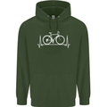 Cycling Heart Beat ECG Bike Bicycle Cyclist Mens 80% Cotton Hoodie Forest Green