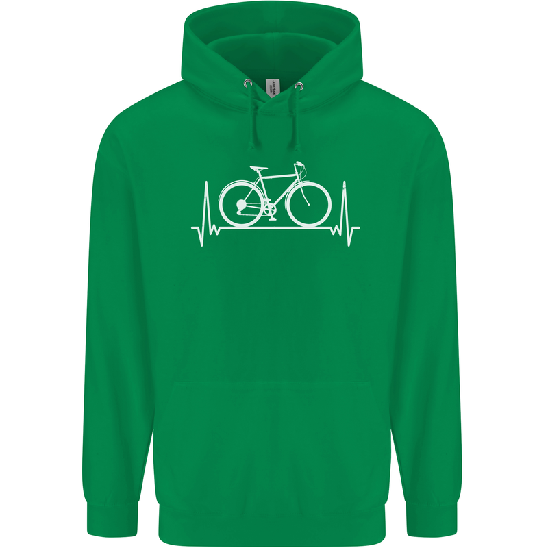 Cycling Heart Beat ECG Bike Bicycle Cyclist Mens 80% Cotton Hoodie Irish Green