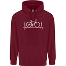 Cycling Heart Beat ECG Bike Bicycle Cyclist Mens 80% Cotton Hoodie Maroon