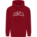 Cycling Heart Beat ECG Bike Bicycle Cyclist Mens 80% Cotton Hoodie Red