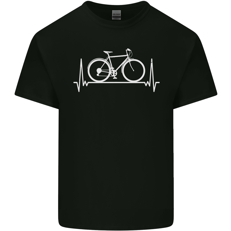 Cycling Heart Beat ECG Bike Bicycle Cyclist Mens Cotton T-Shirt Tee Top Black