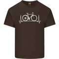 Cycling Heart Beat ECG Bike Bicycle Cyclist Mens Cotton T-Shirt Tee Top Dark Chocolate