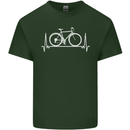 Cycling Heart Beat ECG Bike Bicycle Cyclist Mens Cotton T-Shirt Tee Top Forest Green