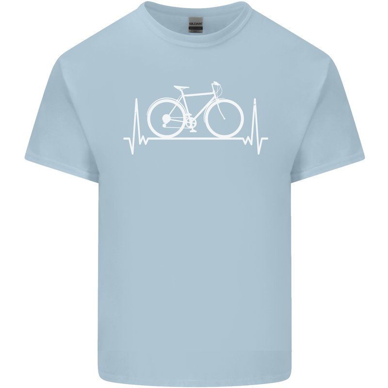 Cycling Heart Beat ECG Bike Bicycle Cyclist Mens Cotton T-Shirt Tee Top Light Blue