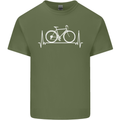 Cycling Heart Beat ECG Bike Bicycle Cyclist Mens Cotton T-Shirt Tee Top Military Green