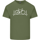 Cycling Heart Beat ECG Bike Bicycle Cyclist Mens Cotton T-Shirt Tee Top Military Green
