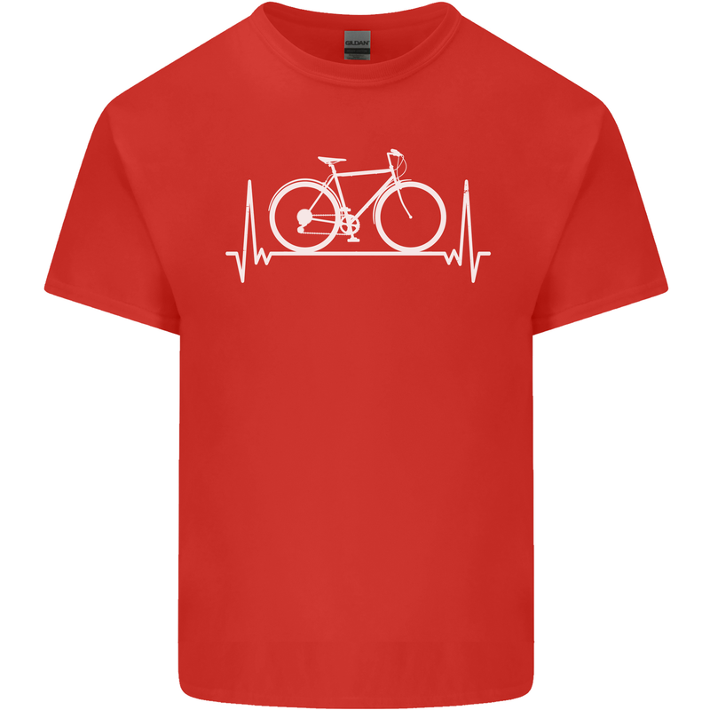 Cycling Heart Beat ECG Bike Bicycle Cyclist Mens Cotton T-Shirt Tee Top Red