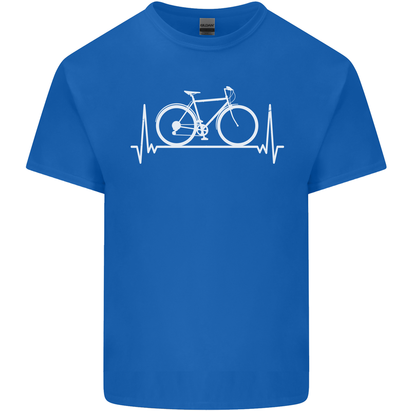 Cycling Heart Beat ECG Bike Bicycle Cyclist Mens Cotton T-Shirt Tee Top Royal Blue