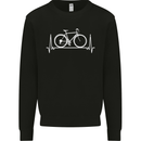 Cycling Heart Beat ECG Bike Bicycle Cyclist Mens Sweatshirt Jumper Black