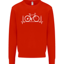 Cycling Heart Beat ECG Bike Bicycle Cyclist Mens Sweatshirt Jumper Bright Red
