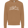 Cycling Heart Beat ECG Bike Bicycle Cyclist Mens Sweatshirt Jumper Caramel Latte