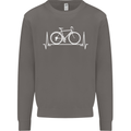 Cycling Heart Beat ECG Bike Bicycle Cyclist Mens Sweatshirt Jumper Charcoal
