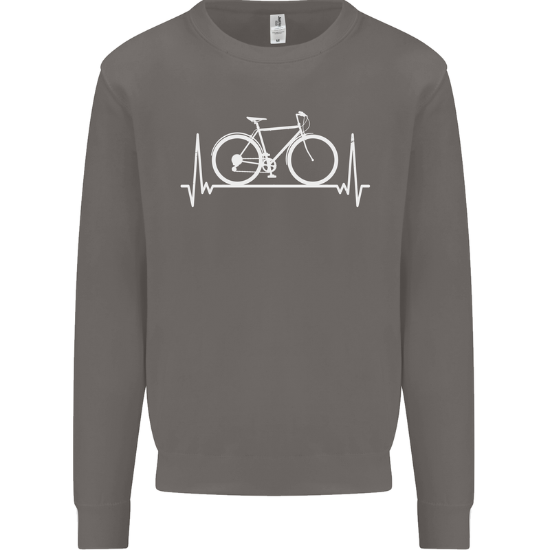 Cycling Heart Beat ECG Bike Bicycle Cyclist Mens Sweatshirt Jumper Charcoal