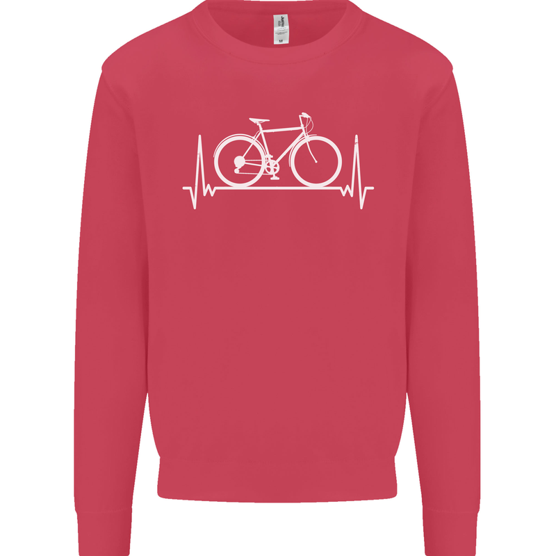 Cycling Heart Beat ECG Bike Bicycle Cyclist Mens Sweatshirt Jumper Heliconia