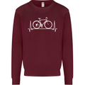 Cycling Heart Beat ECG Bike Bicycle Cyclist Mens Sweatshirt Jumper Maroon