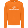 Cycling Heart Beat ECG Bike Bicycle Cyclist Mens Sweatshirt Jumper Orange