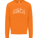 Cycling Heart Beat ECG Bike Bicycle Cyclist Mens Sweatshirt Jumper Orange
