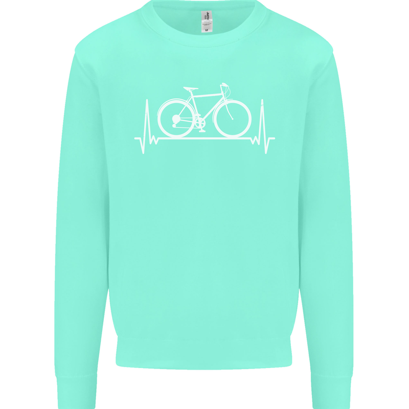 Cycling Heart Beat ECG Bike Bicycle Cyclist Mens Sweatshirt Jumper Peppermint