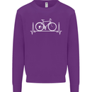 Cycling Heart Beat ECG Bike Bicycle Cyclist Mens Sweatshirt Jumper Purple