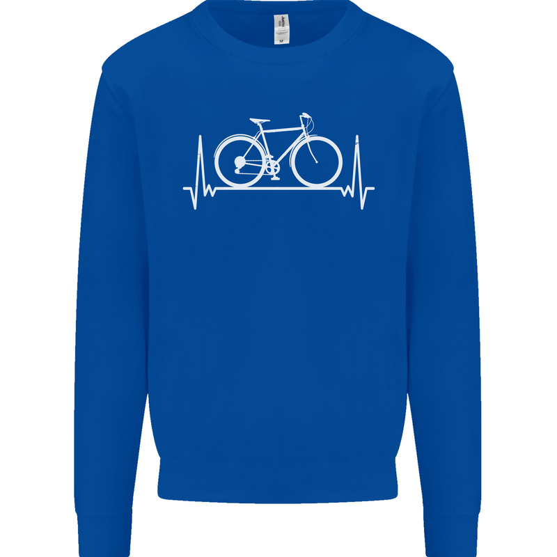 Cycling Heart Beat ECG Bike Bicycle Cyclist Mens Sweatshirt Jumper Royal Blue