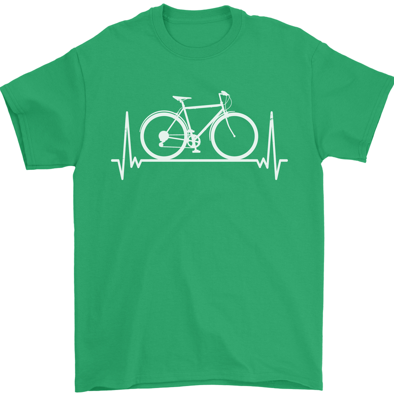 Cycling Heart Beat ECG Bike Bicycle Cyclist Mens T-Shirt 100% Cotton Irish Green