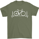 Cycling Heart Beat ECG Bike Bicycle Cyclist Mens T-Shirt 100% Cotton Military Green