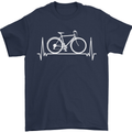 Cycling Heart Beat ECG Bike Bicycle Cyclist Mens T-Shirt 100% Cotton Navy Blue
