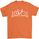 Cycling Heart Beat ECG Bike Bicycle Cyclist Mens T-Shirt 100% Cotton Orange