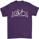 Cycling Heart Beat ECG Bike Bicycle Cyclist Mens T-Shirt 100% Cotton Purple