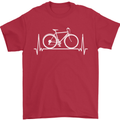 Cycling Heart Beat ECG Bike Bicycle Cyclist Mens T-Shirt 100% Cotton Red
