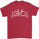 Cycling Heart Beat ECG Bike Bicycle Cyclist Mens T-Shirt 100% Cotton Red