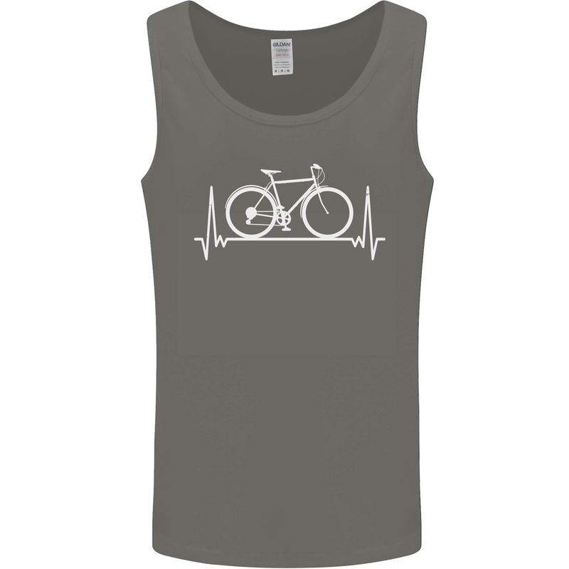 Cycling Heart Beat ECG Bike Bicycle Cyclist Mens Vest Tank Top Charcoal
