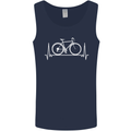 Cycling Heart Beat ECG Bike Bicycle Cyclist Mens Vest Tank Top Navy Blue