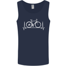 Cycling Heart Beat ECG Bike Bicycle Cyclist Mens Vest Tank Top Navy Blue