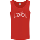 Cycling Heart Beat ECG Bike Bicycle Cyclist Mens Vest Tank Top Red