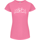 Cycling Heart Beat ECG Bike Bicycle Cyclist Womens Petite Cut T-Shirt Azalea