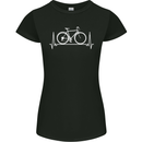 Cycling Heart Beat ECG Bike Bicycle Cyclist Womens Petite Cut T-Shirt Black