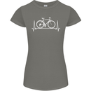 Cycling Heart Beat ECG Bike Bicycle Cyclist Womens Petite Cut T-Shirt Charcoal