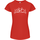 Cycling Heart Beat ECG Bike Bicycle Cyclist Womens Petite Cut T-Shirt Red
