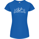 Cycling Heart Beat ECG Bike Bicycle Cyclist Womens Petite Cut T-Shirt Royal Blue