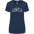 Cycling Heart Beat ECG Bike Bicycle Cyclist Womens Wider Cut T-Shirt Navy Blue