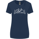 Cycling Heart Beat ECG Bike Bicycle Cyclist Womens Wider Cut T-Shirt Navy Blue